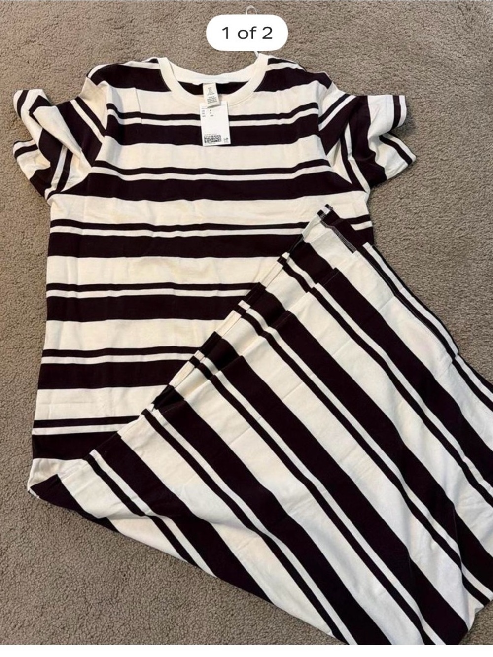 H&M Black and White Striped Casual Girls Dress